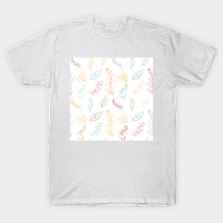 Seamless colorful pattern with leaves in vintage style. T-Shirt